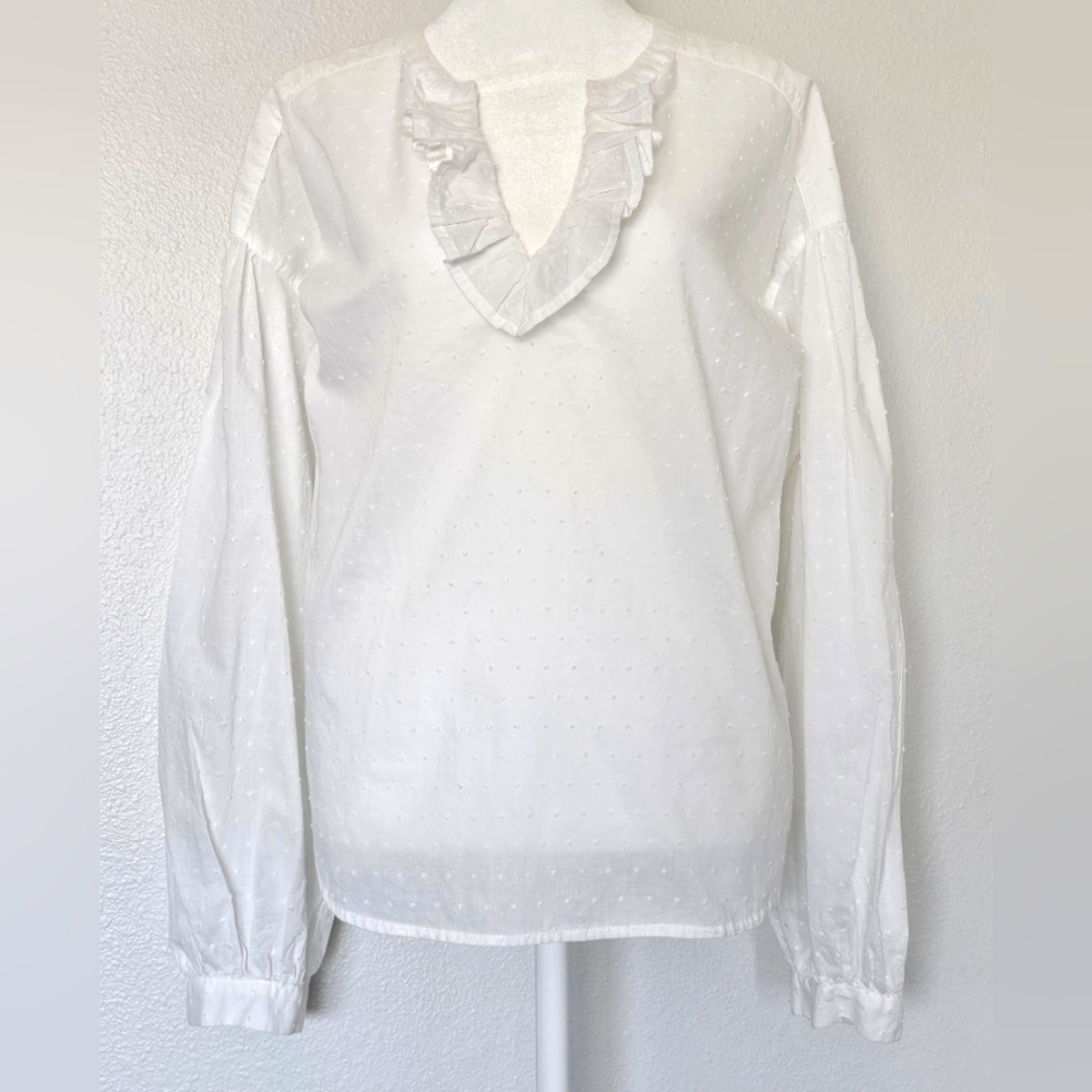 GAP Women's White Ruffled Blouse